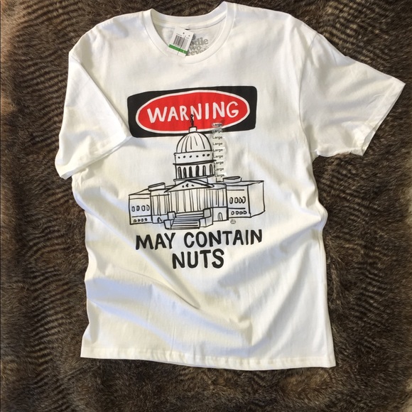 Funny Political Tshirt May Contain Nuts Mens L NWT - Picture 1 of 2